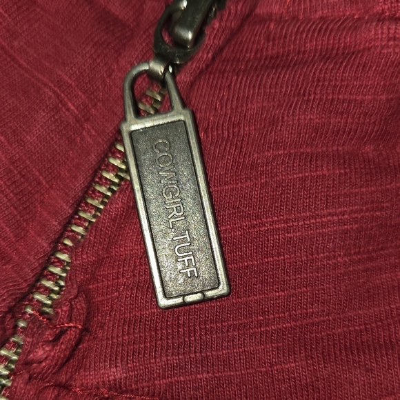 ❗️Edgy Cowgirl Tuff XL Maroon Cotton Zip Up Jacket GIFT READY❗️ - Picture 4 of 6